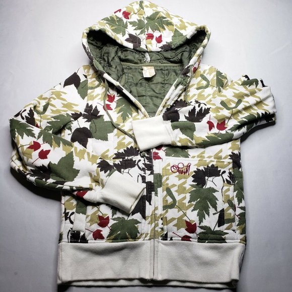 O'NEILL Jrs Girls Size XS Fall Leaf Print Hoodie Hooded Zip Up Sweater - Picture 1 of 9